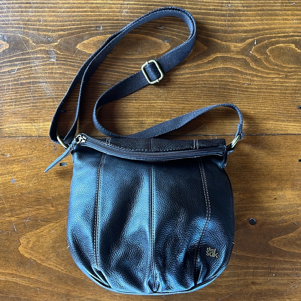 The Sak Flap Bag Dark Brown Leather